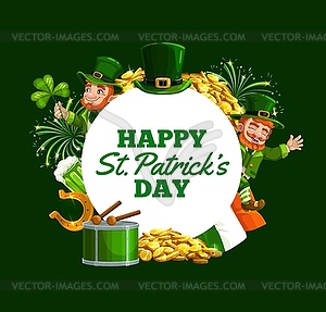 Leprechaun, green shamrock, gold. Patricks Day - vector clipart