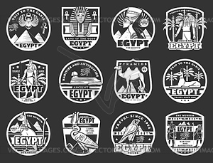 Ancient Egyptian pharaoh, gods and travel icons - vector clipart