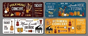 Folk live instrumental music concert tickets - vector clipart