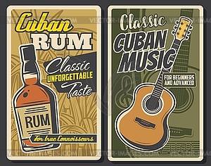 Кубинский ром и гитарная музыка, Гавана Тревел - векторный дизайн