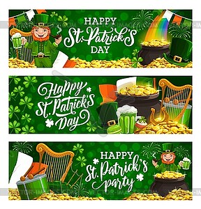 Patricks day spring holiday fest leaflets on green - vector image