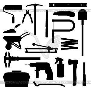 Hand tools, construction carpentry woks equipment - vector image