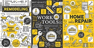 Construction tools, renovation and remodeling - vector clip art