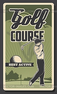 Golf course, professional golfer sport club - vector clip art