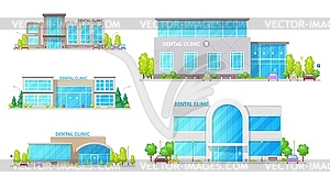 Dental clinic, hospital, dentist office buildings - vector clip art