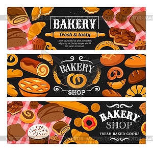 Bread and pastries of bakery shop, cake, croissant - vector EPS clipart