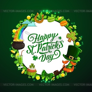 Patricks day holiday signs, Irish spring symbols - vector image