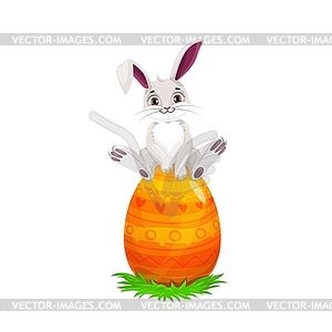 Bunny or rabbit on egg, Easter holiday - vector image