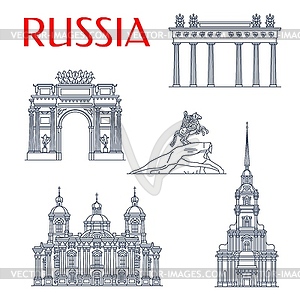 Russian landmarks, Saint Petersburg architecture - vector clipart