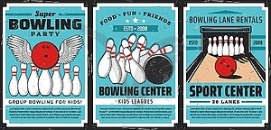 Bowling balls and pins on alley - vector clipart