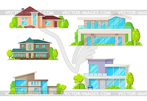 Real estate houses and cottage buildings - vector image