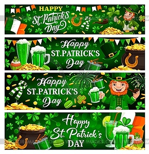 Patricks Day Irish holiday green banners - vector image