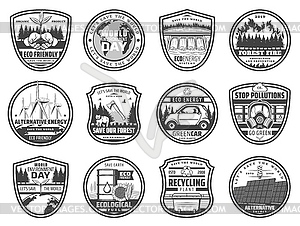 Ecology, nature, environment conservation icons - vector clipart