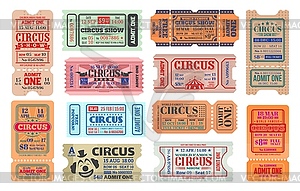 Circus carnival amusement show tickets - vector clip art