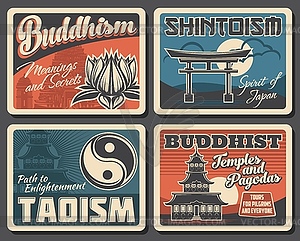 Buddhism, shintoism and taoism religion - vector image