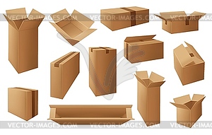 Carton boxes, delivery packages, mail parcel - vector clipart