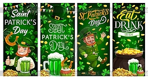 Patricks Day holiday leprechaun banners - vector clip art