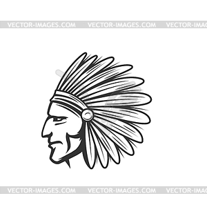 Head of Indian, native americans indigenous mascot - vector clip art