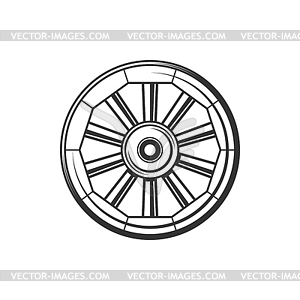 Ретро западное деревянное изображение колеса телеги - изображение в векторе / векторный клипарт