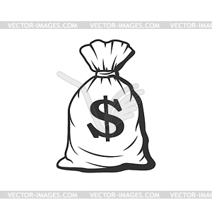 Bag with dollar sign, western sack with money - vector image