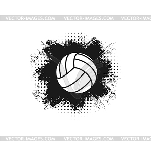 Volleyball ball on grunge spot logo - vector clipart