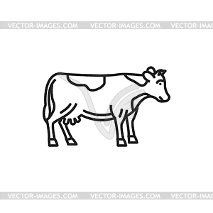 Farm cattle animal cow line icon - vector clipart