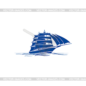 Sailing ship navy blue silhouette - vector clipart