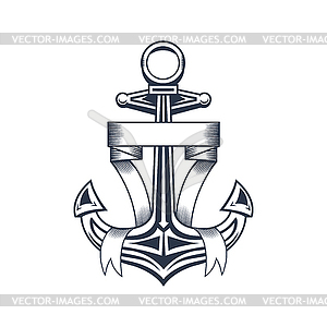 Marine anchor contour - vector image