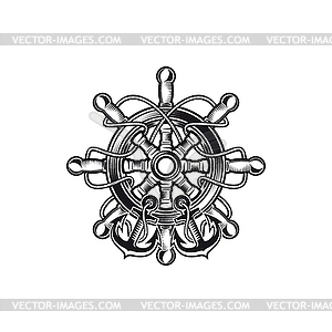 Ship steering wheel contour - vector clipart