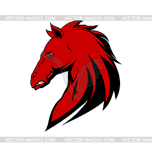 Angry red horse cartoon color - vector clipart