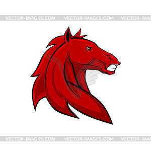 Angry red horse cartoon color - vector image