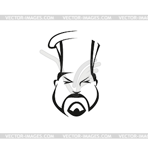 Asian chef cook outline - vector clipart