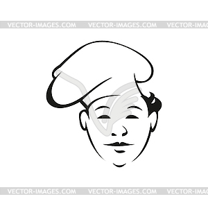 Young cook outline - vector clip art