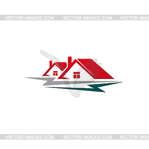 Village property silhouette logo design - vector clipart