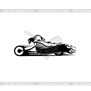 Skeleton on motorcycle silhouette - vector image