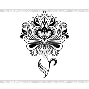 Ornate flower ink outline - vector image