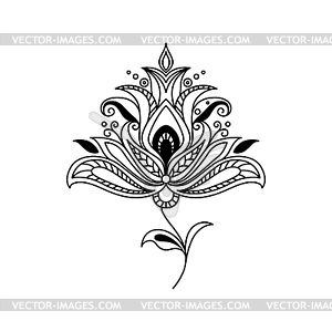 Ornate flower ink outline - vector image