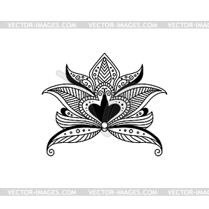 Ornate flower ink outline - vector image
