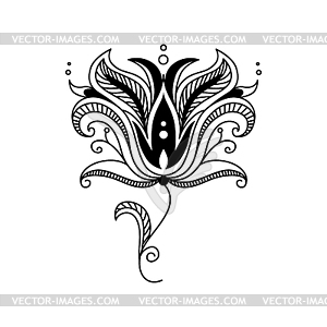 Ornate flower ink outline - vector clip art