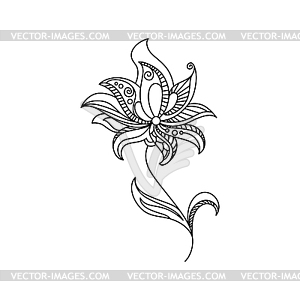 Abstract flower line art - vector clipart