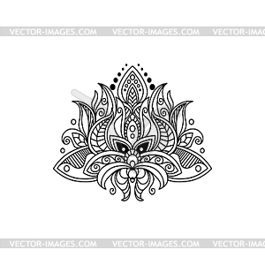 Floral ornament ink outline - vector image