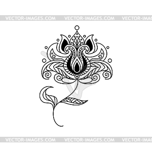 Floral ornament ink outline - vector image