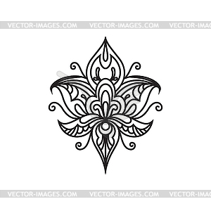 Floral ornament ink outline - vector image