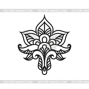 Floral ornament ink outline - vector clipart