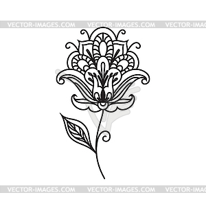 Floral ornament ink outline - vector image