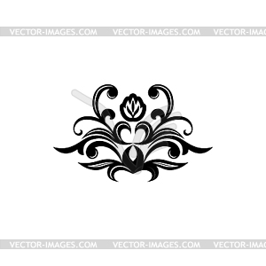 Элемент дизайна цветочный филигранный силуэт - изображение в векторном формате