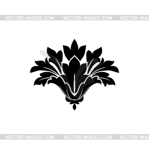 Floral scroll silhouette - vector image