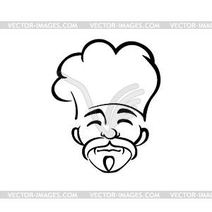 Senior korean chef outline - vector clipart