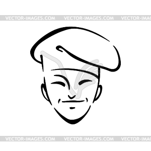 Korean chef cook contour - vector image