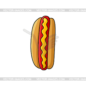 Fastfood snack hot dog with frankfurter sausage - vector clipart